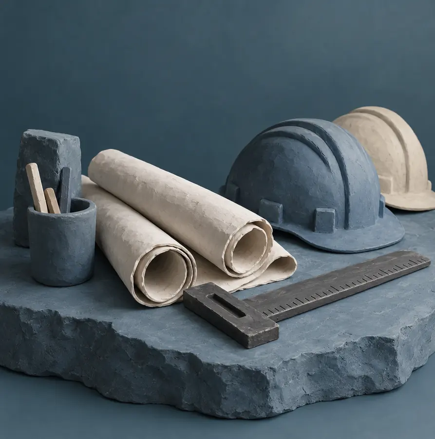 Illustration of construction businesses equipment and workspace